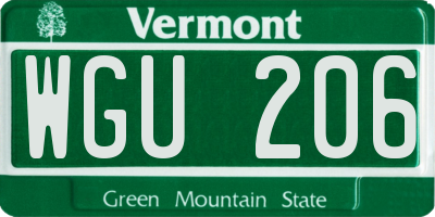 VT license plate WGU206