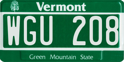 VT license plate WGU208