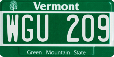 VT license plate WGU209