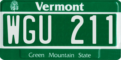 VT license plate WGU211