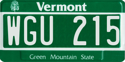 VT license plate WGU215