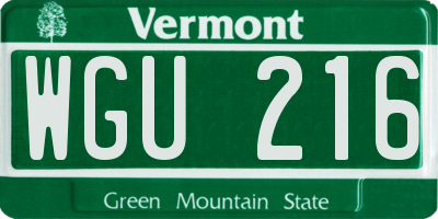 VT license plate WGU216