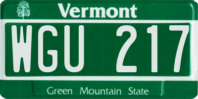 VT license plate WGU217