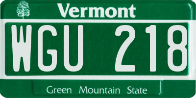 VT license plate WGU218