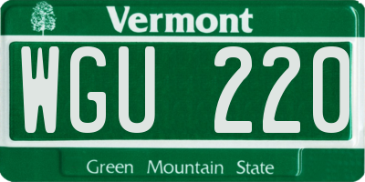 VT license plate WGU220