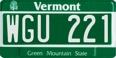VT license plate WGU221