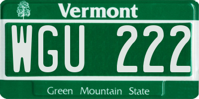 VT license plate WGU222