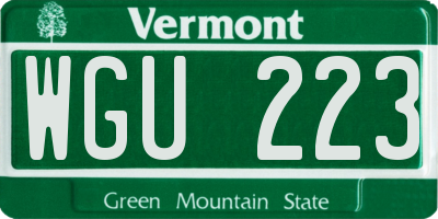VT license plate WGU223