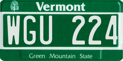 VT license plate WGU224
