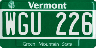 VT license plate WGU226