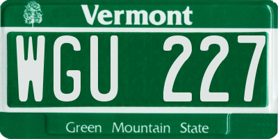 VT license plate WGU227