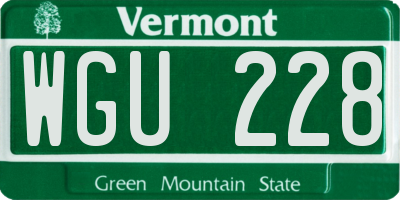 VT license plate WGU228