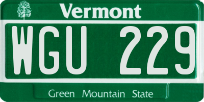 VT license plate WGU229