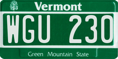 VT license plate WGU230