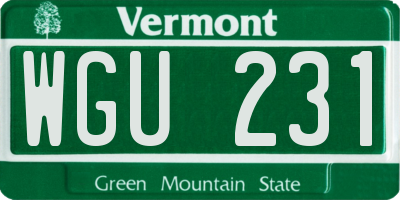 VT license plate WGU231