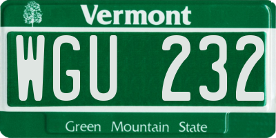 VT license plate WGU232