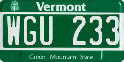 VT license plate WGU233