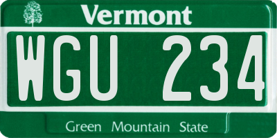 VT license plate WGU234