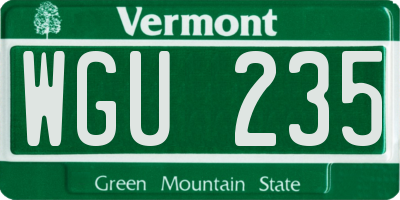 VT license plate WGU235