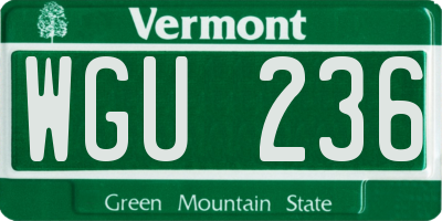 VT license plate WGU236
