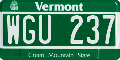 VT license plate WGU237
