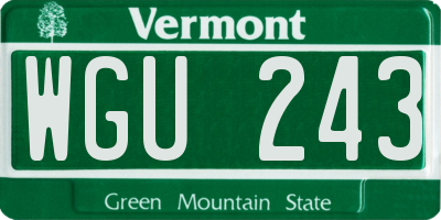VT license plate WGU243
