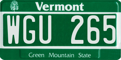 VT license plate WGU265