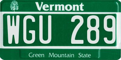 VT license plate WGU289