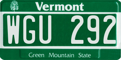 VT license plate WGU292