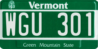 VT license plate WGU301