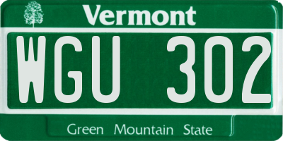 VT license plate WGU302