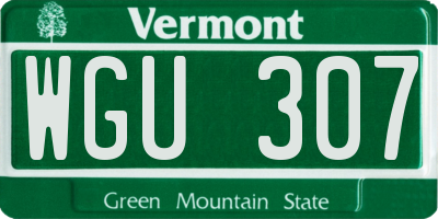 VT license plate WGU307