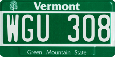 VT license plate WGU308