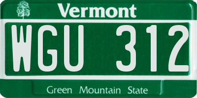 VT license plate WGU312