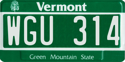 VT license plate WGU314