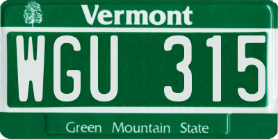 VT license plate WGU315