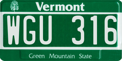 VT license plate WGU316
