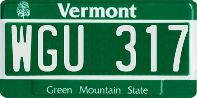 VT license plate WGU317