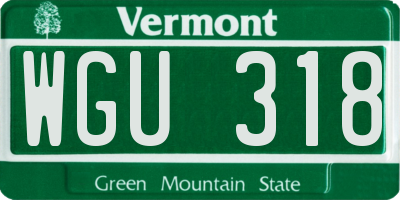 VT license plate WGU318