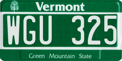 VT license plate WGU325