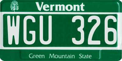 VT license plate WGU326