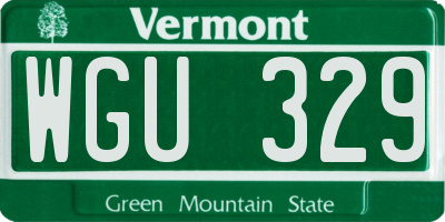 VT license plate WGU329