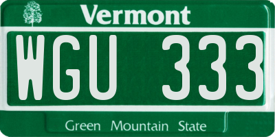 VT license plate WGU333