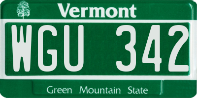 VT license plate WGU342