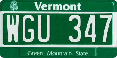 VT license plate WGU347