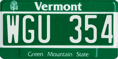VT license plate WGU354