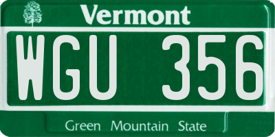 VT license plate WGU356