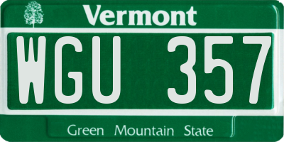 VT license plate WGU357