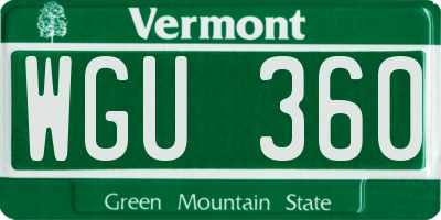 VT license plate WGU360