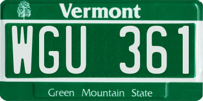 VT license plate WGU361